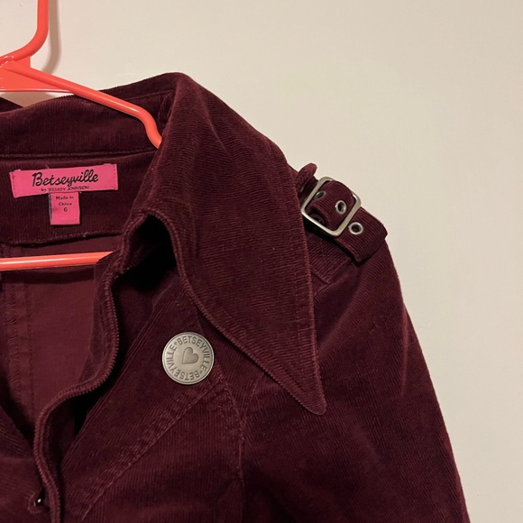 Betsey Johnson Burgundy blazer/ jacket with Button Accents - Picture 3 of 6